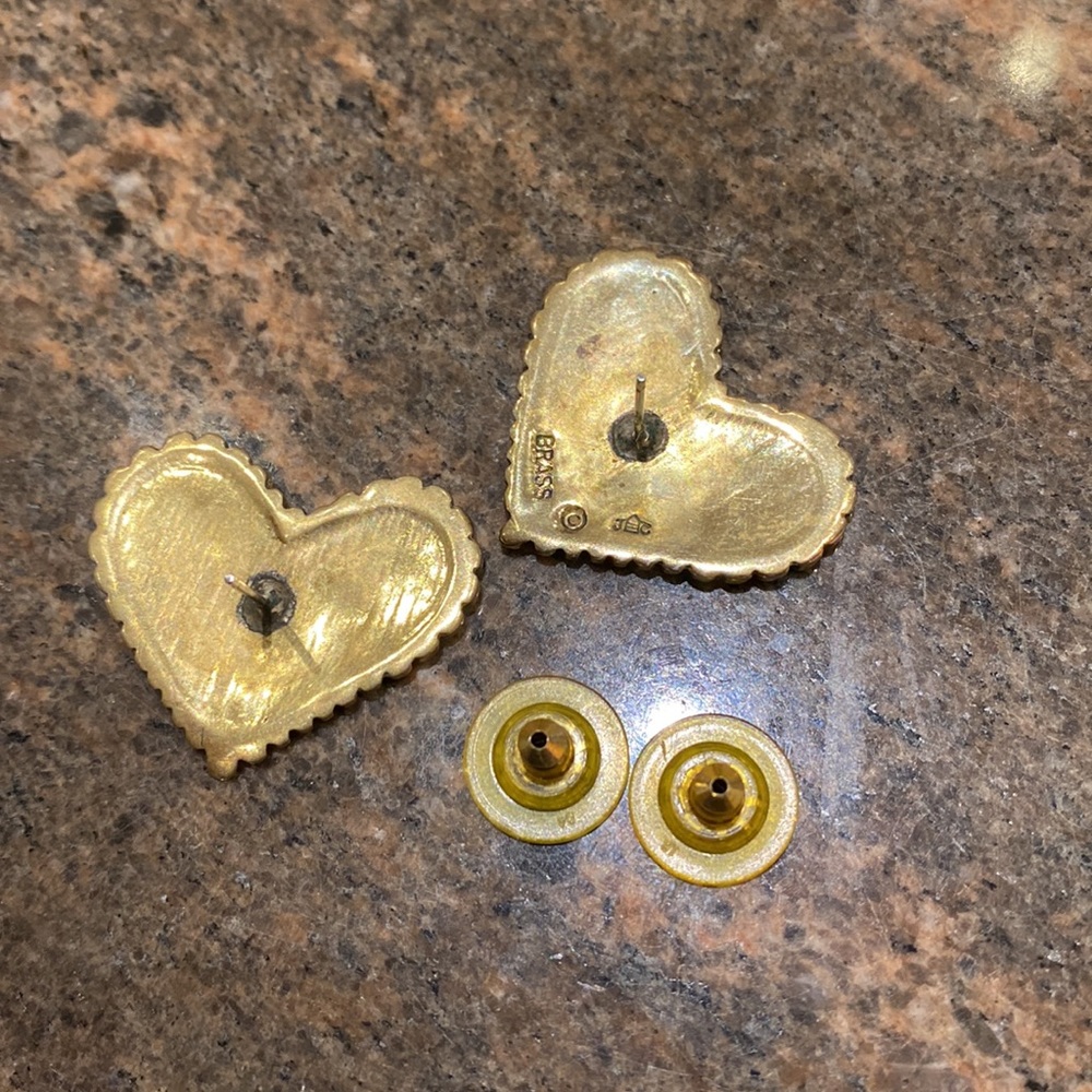 Jeep Collins Brass Heart Earrings - Picture 6 of 8
